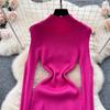 Elegante strass con spalle scoperte manica lunga maglia aderente abito tubino slim basic moda maglione vestido abbigliamento invernale sexy