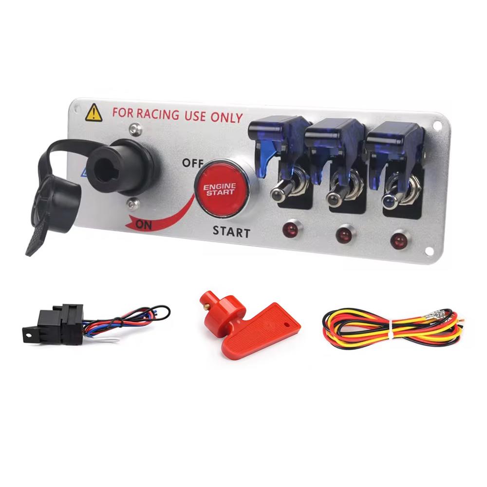 True Carbon Fiber 12V Auto LED Racing Car Ignition Engine Start On/Off Push Toggle Switch Panel 5 Button Styles серебряный