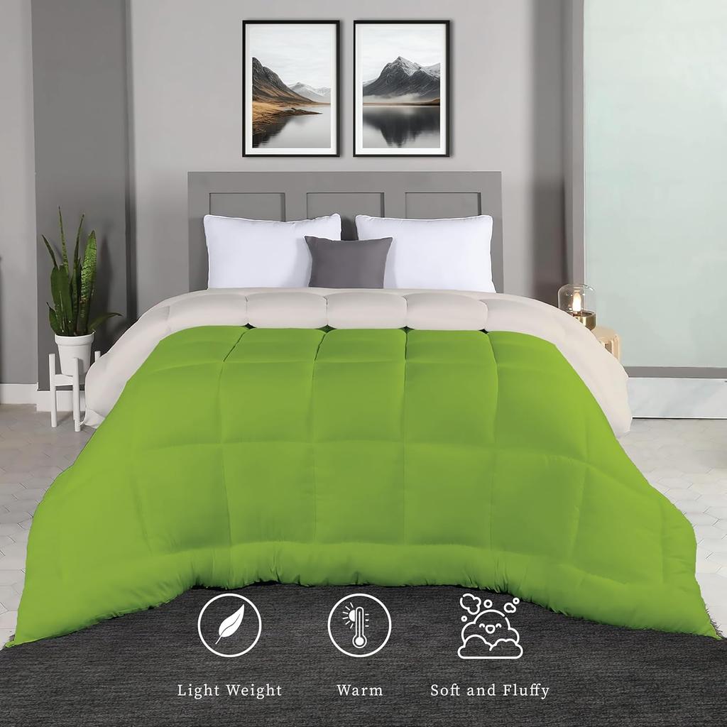 Plush Reversible Microfiber Comforter Single Bed | 220 GSM|Blanket, Quilt, Duvet, 110 GSM Peached Extra Soft Microfiber Fabric,