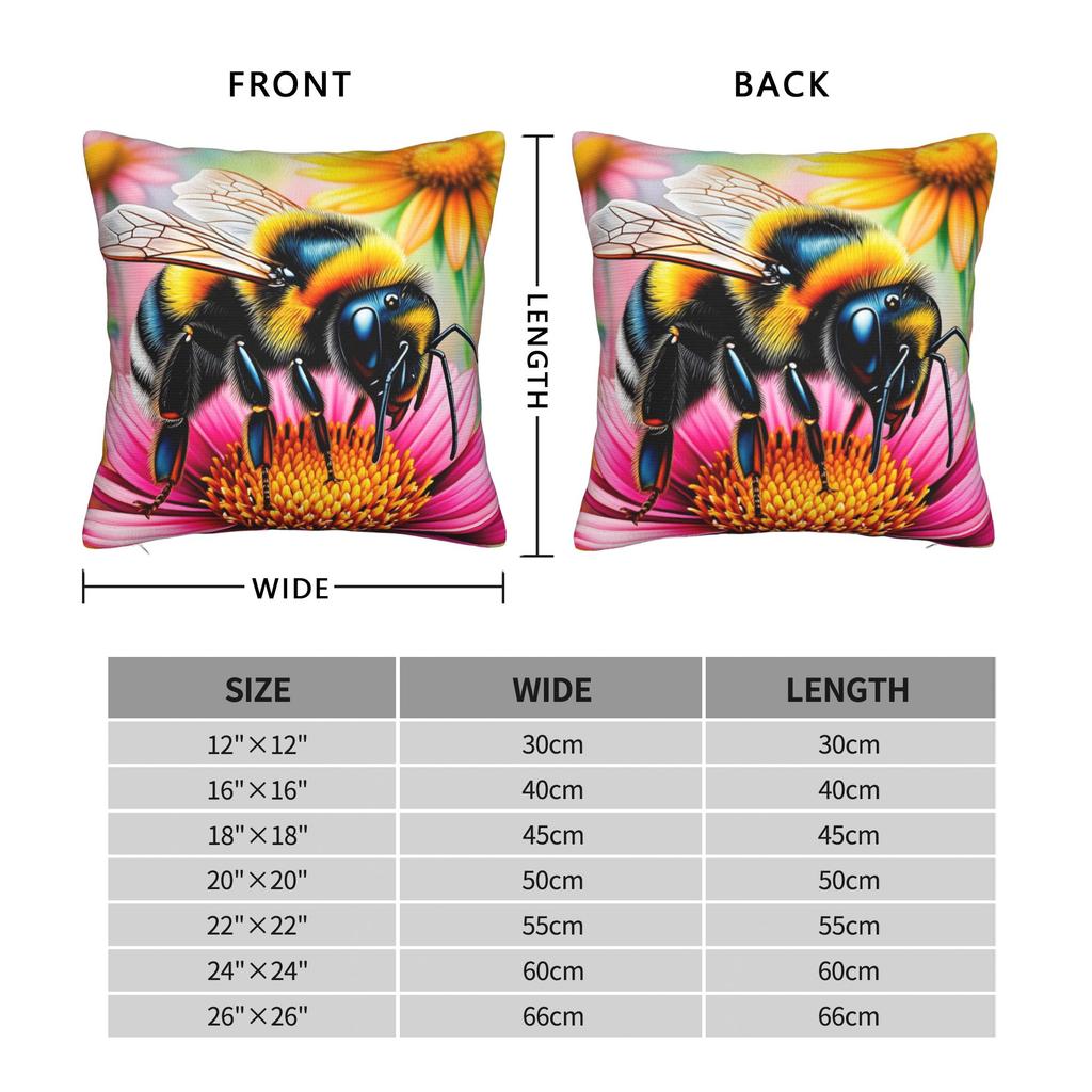Bee And Flowers Pillow Case Print Pillow Cover For Wedding Party Home Decor Morden Cushion Cover