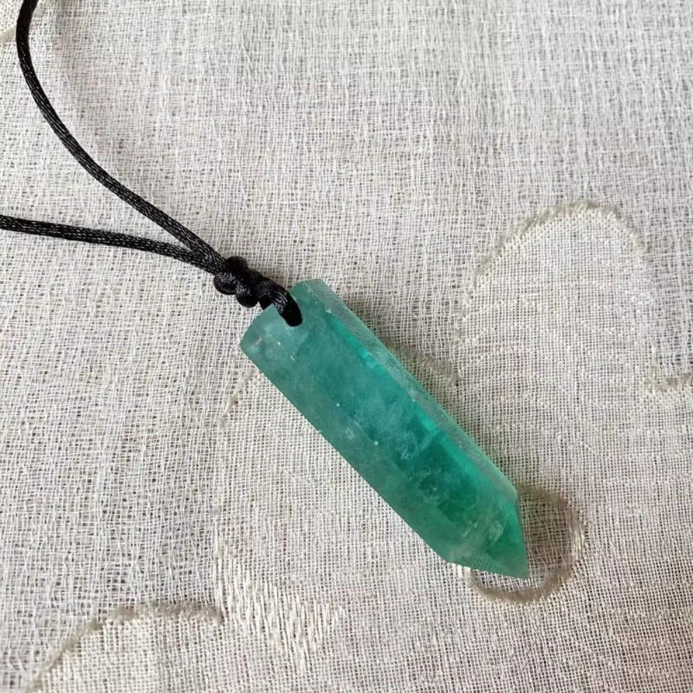 Hexagonal Pendulum Necklace Adjustable Rope Stone Pendant Natural Crystal Necklace Women and Men