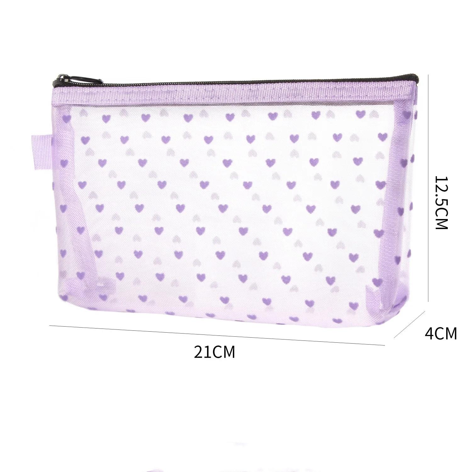 

Новая красочная сетчатая сумка с принтом в виде сердца, портативная косметичка, косметичка, мини-милый кошелек для монет, чехол для карт