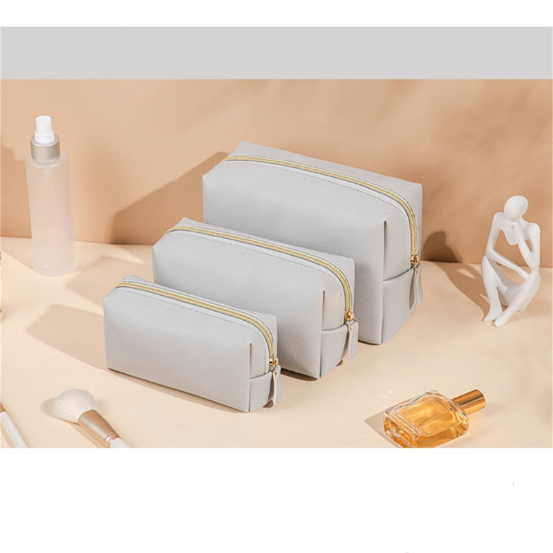 Portable Travel Zipper Cosmetic Pouch Water Resistant PU Leather Makeup Toiletry Organizer Bags for Women