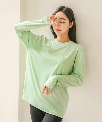Tyubeuteuli Women'S Fingerhole Loose Fit Long Sleeve Rash Guard B704 Glory Green