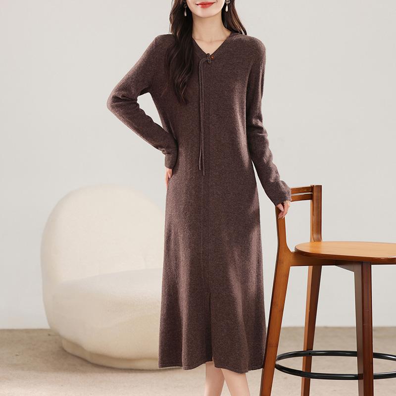 Women's Cashmere Dress Qinghe Cashmere 30% Cashmere 70% Wool Autumn and Winter Cashmere Skirt Soft and Warm
