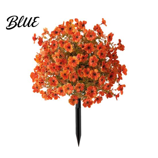 Decorative Faux Flower Stakes 22" Artificial Violet Topiary Ball Tree UV Resistant Fake Bushes Shrubs with Protected Flowers Ground Spike