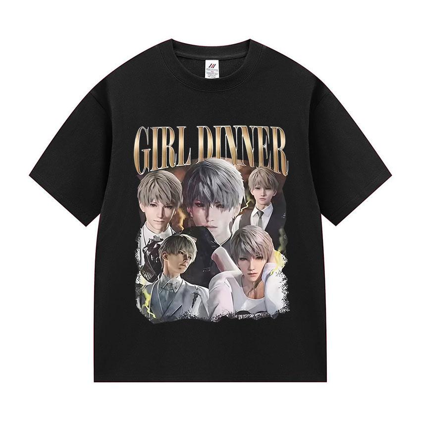 

90s Retro Girl Dinner Love and Deepspace Graphic T Shirts Unisexs Clothing Fashion Oversized Tshirt Unisex High Quality Cotton Tees 4XL