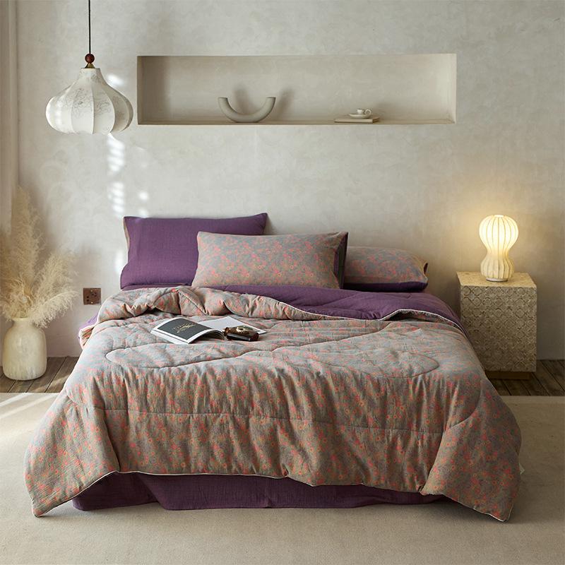 2026 A-Class Cotton Double Layer Jacquard Summer Quilt 4-Piece Set - Breathable, Non-Stuffy, Machine Washable Bedding