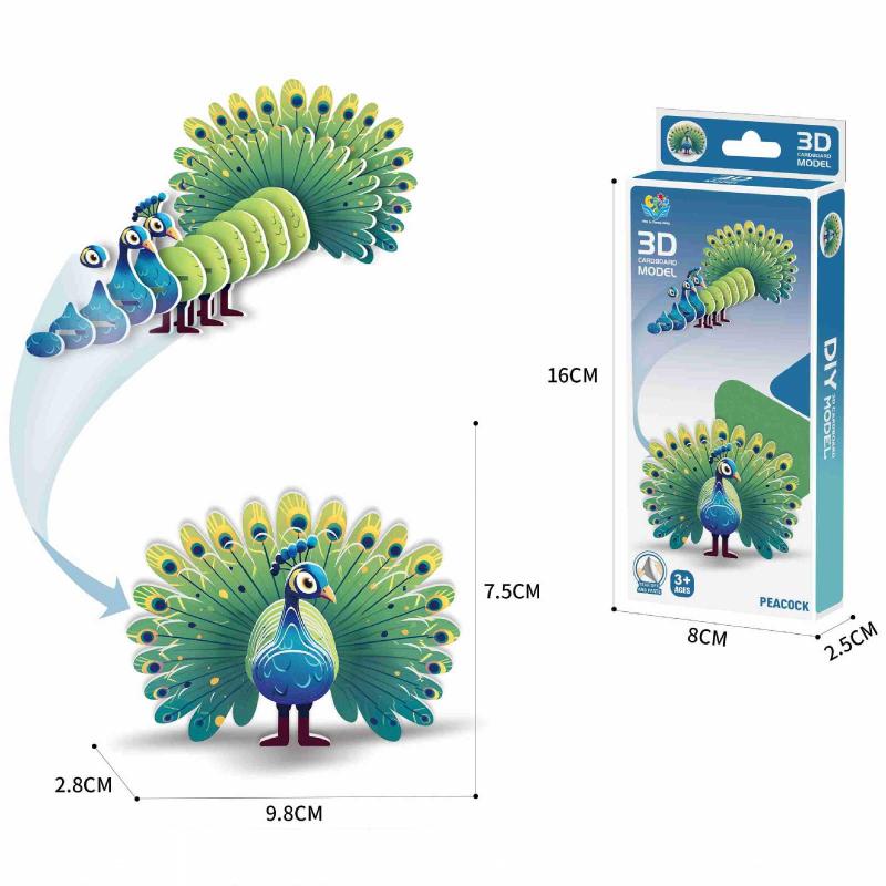 1 Set Kinder Lernspielzeug Montessori Lustiges DIY Manuelle Montage Dreidimensionales Modell Tier 3D Papierpuzzle Spielzeug für Jungen Mädchen