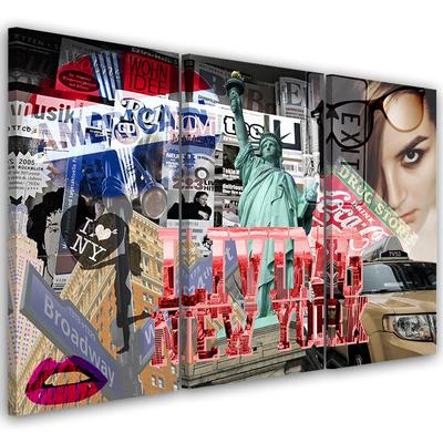 Three Piece Picture Canvas Print New York City Collage Pop Art