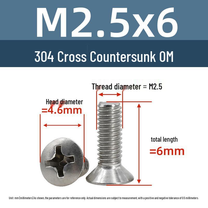 Yigu Stainless Steel Phillips Countersunk Screws M2-M6 Fasteners