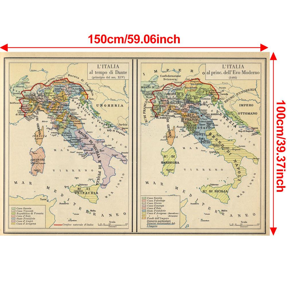 Fundal Harta Italiană-Harta Italiei Vintage,Decor de Perete Decor Acasă,Studiu,Instrumente Geografice,Instrumente Turism/educație