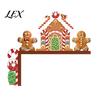 Christmas Door Corner Decoration Topper, Wooden Sign, Santa Snowman Gingerbread Frame Art Man Decor for Home Holiday Party Tree Sign