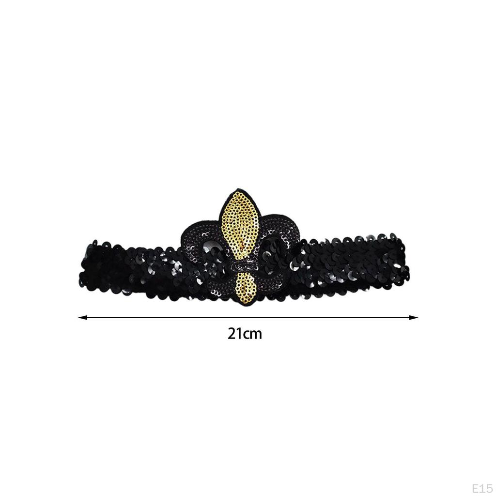 Mardi Gras Sequin Headband Elastic Adjustable for Party Carnival Supplies