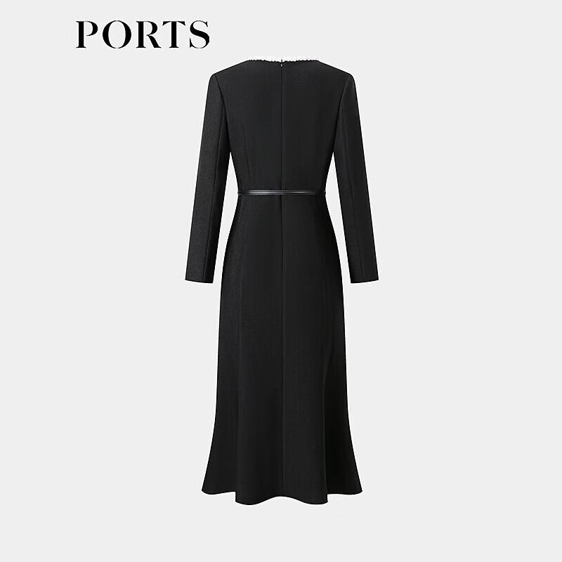 PORTS Women's 2025 Autumn Contrast Edge Acetate Blend Midi Dress
