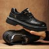 Fashion Men Casual Leather Shoes Luxury Brand Thick Bottom  Lace Up Business Shoes British Style Outsole Casual Work Outdoor Boots
