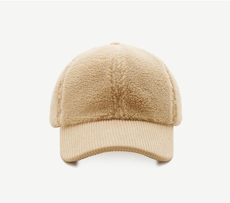 Versatile solid color Korean teddy wool lamb wool baseball cap children winter casual warm cap trendy man