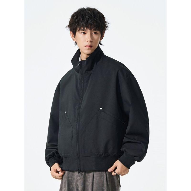 Wassup American Retro Simple Solid Color Versatile Jacket for Men and Women, Short Style for Spring and Autumn, Cool High Street Stand Collar Coat