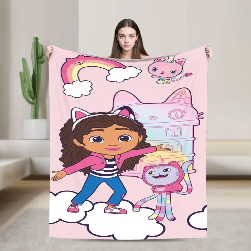 G-Gabby’s Dollhouseds Plush  Warm Soft Blanket  Children Plush Throw Blanket Print Couch Chair Flannel Bedspread Sofa Bed Cover