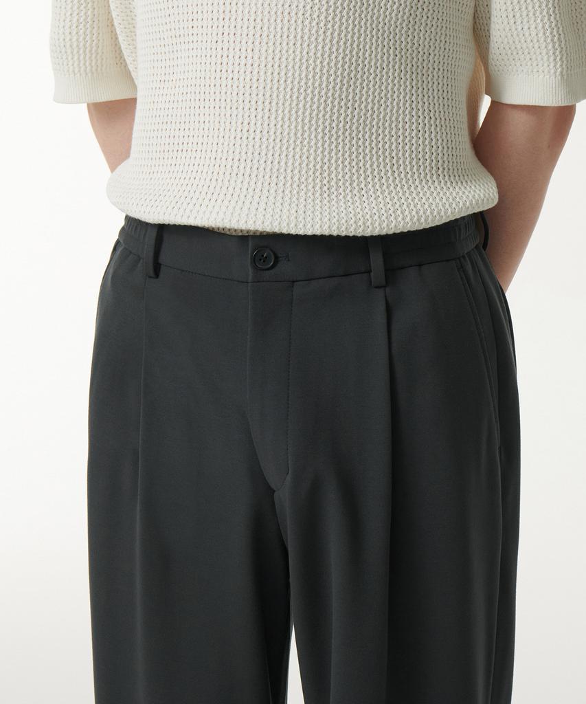 MUSINSA STANDARD Ponte One-Tuck Wide Cozy Slacks [Gray]