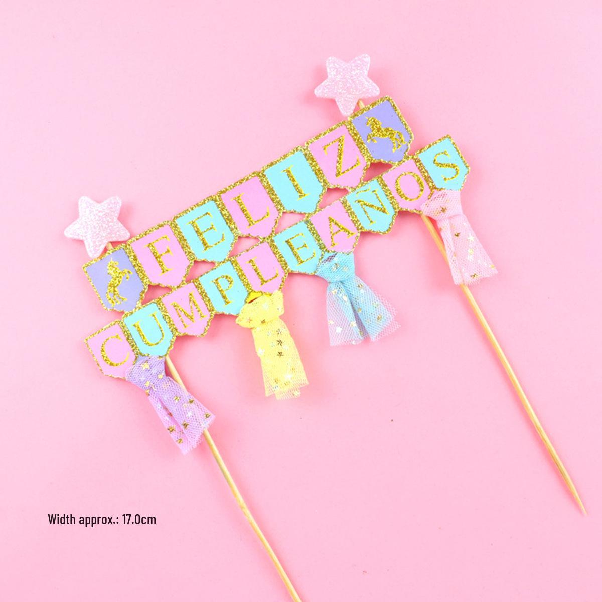 

Gold Glitter Happy Birthday Cake Topper Decoration