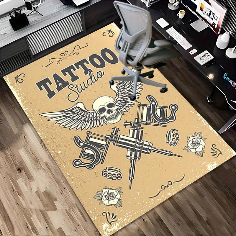 1pc Tattoo Studio Themed Rug for Home Decor, Non-slip Office Carpet, Chair mat, Outdoor Mat, Christmas and Halloween gifts-0731049