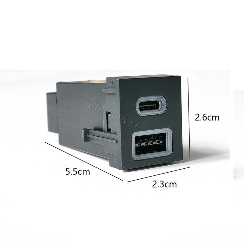 12V/24V Car Dual Charger USB QC3.0 Type-c PD Blue LED Light Phone Charger Adapter Fit for Toyota RAV4 Wildlander Corolla