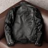Giacca in Vera Pelle Morbida di Mucca da Uomo Slim Fit Collo Alto Cappotto Biker