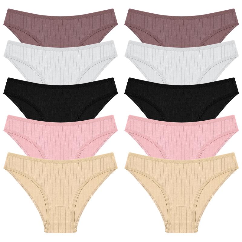 

FINETOO 10 шт. женские хлопковые трусики сексуальное дышащее нижнее белье женское однотонное удобное нижнее белье полосатые трусы оптовая продажа M-XL M&10pcs