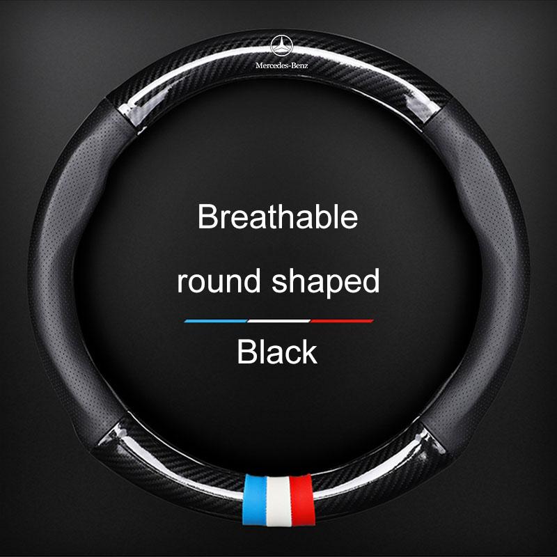 Car Steering Wheel Cover Breathable Anti Slip PU Leather Steering Cover For Mercedes Benz AMG W211 W203 W204 W210 W124 W202 CLA