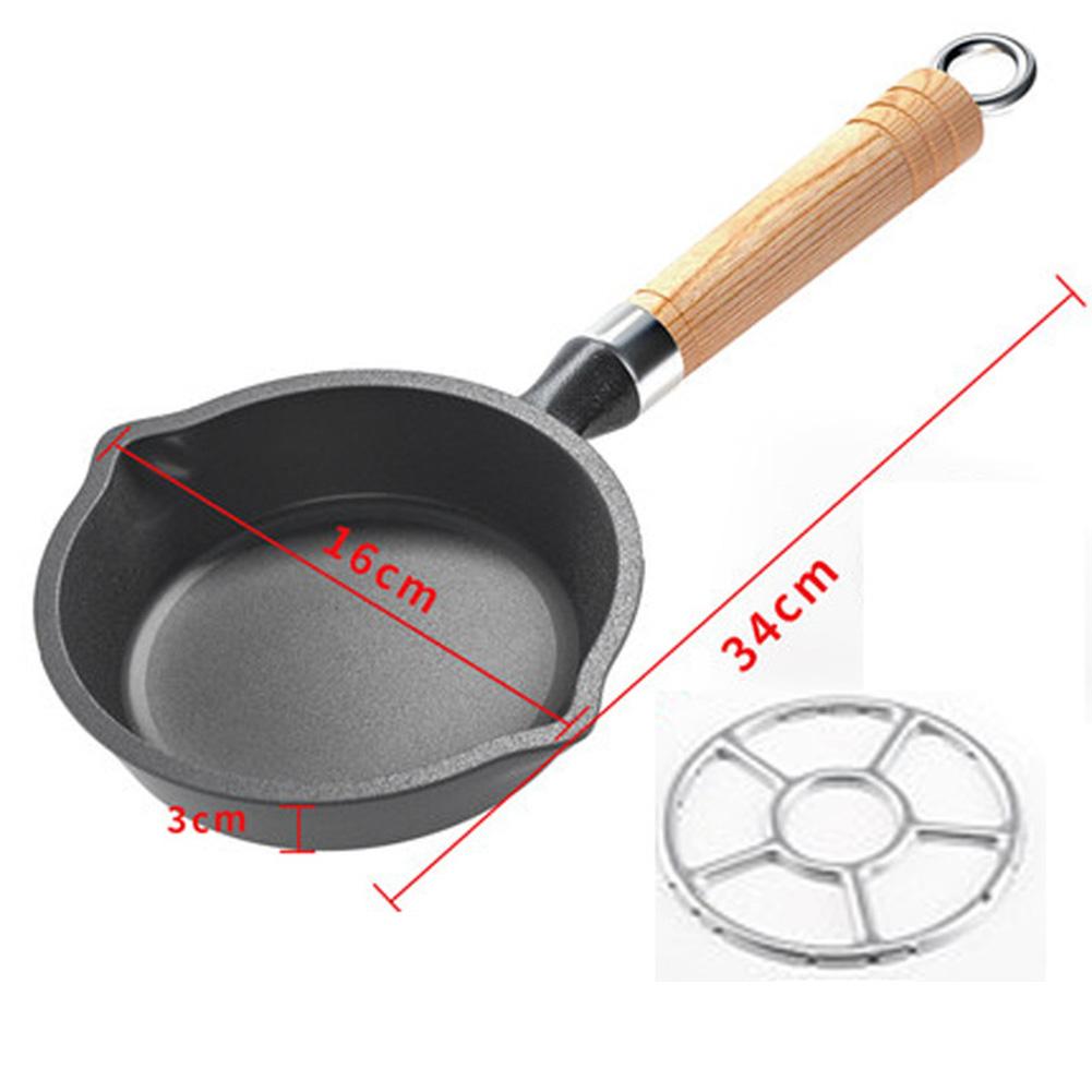10/15cm Frying Pan Cast Iron Skillet Pan With Wooden Handle Non-Stick Small Frying Pan Egg Pan For Kitchen Home Supplies