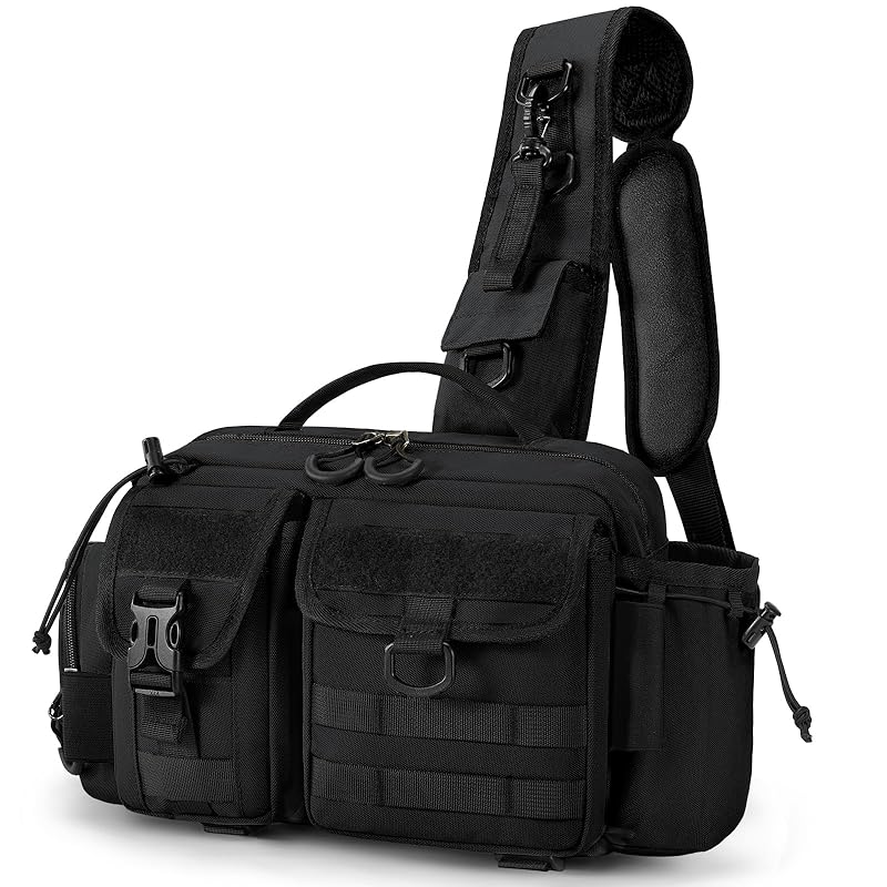 

Водовідштовхувальна 5-стороння рибальська сумка, великої місткості, легка, регульована, сумка для снастей, сумка для стилю «Біжи та лови», для лову окуня, лову на струмку та