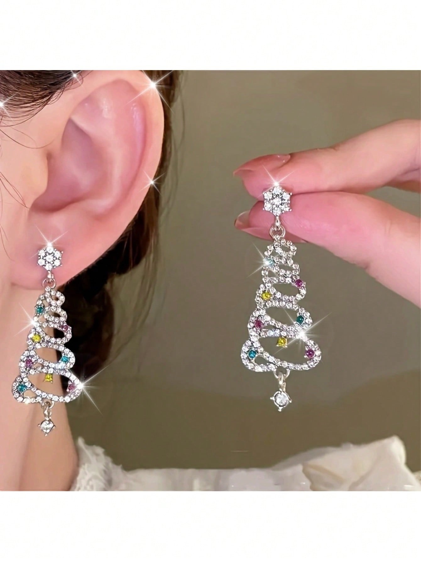 

1 пара сережок-дерев - жіночі сережки-підвіски сережки-ялинки декор подарунок для неї, назад до школи День святого Валентина one-size