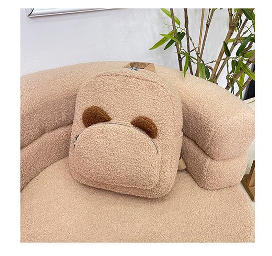Plush Backpack Women's Bag Autumn and Winter New Cute Bear Ear Backpack Girls Parent-child Bag