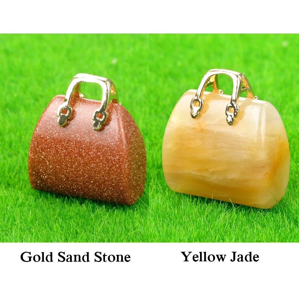

2 шт./компл. подвеска в форме сумки из натурального камня, тигровый глаз, кварц, опал, подвески для самостоятельного изготовления ювелирных изделий, ожерелья, серег, аксессуаров