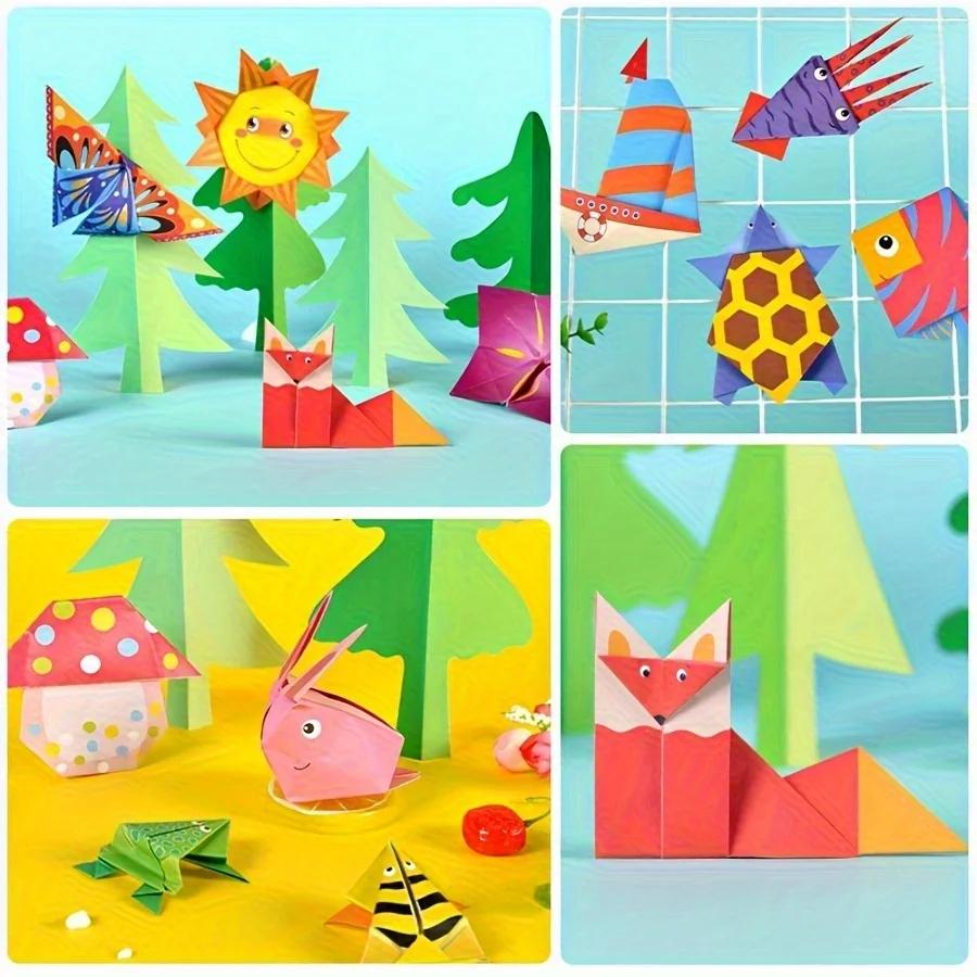 54/108 Sheets Animal Life Origami Kit for Beginners Creative Paper Projects Vibrant Paper Stress Relief Craft Gift Origami JXB