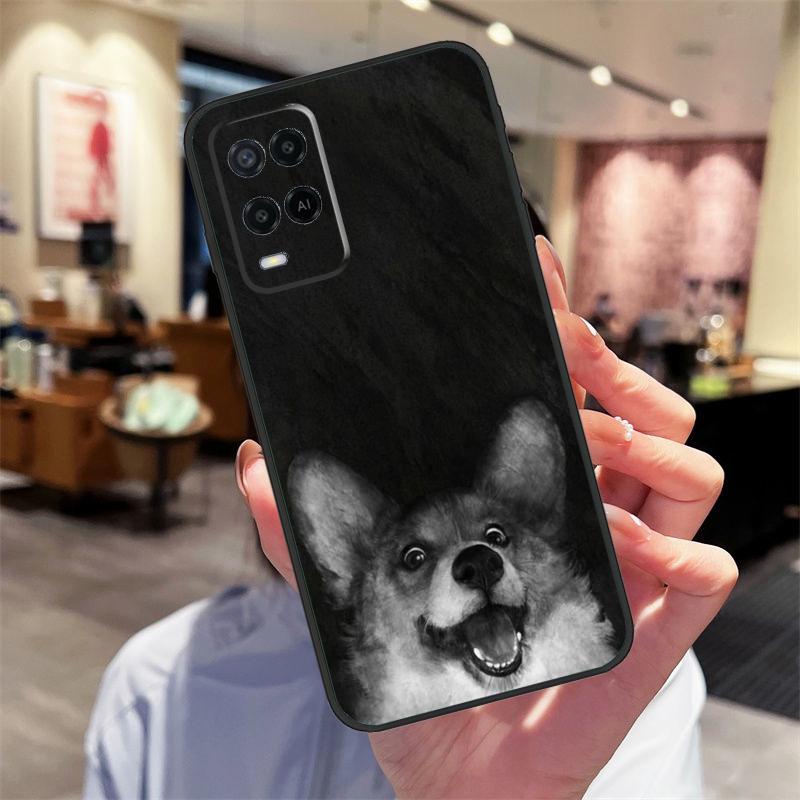 Corgi and Bubble Tea Case For Oppo A94 A74 A54 A18 A38 A58 A78 A98 A40 A60 A80 A16 A76 A96 A15 A17 A77 A57S Cover
