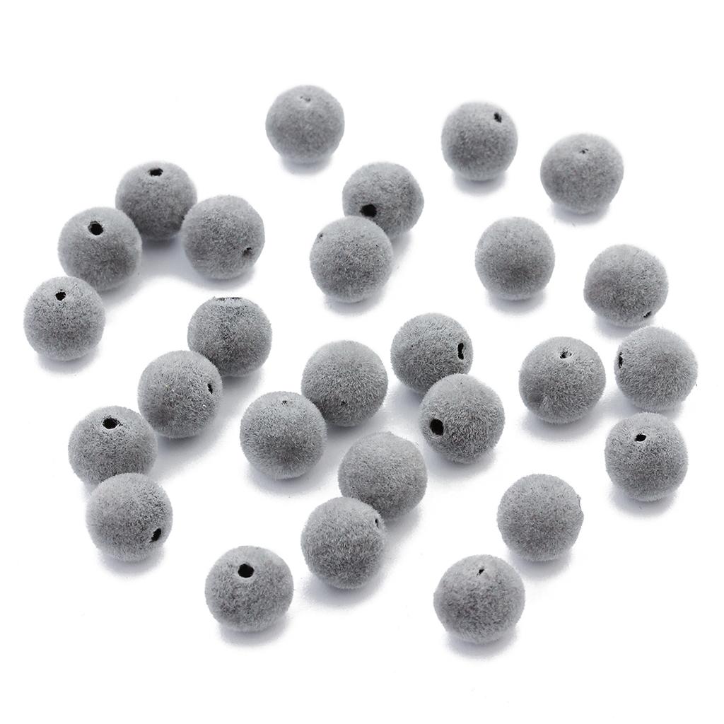 100Pcs 8mm Velvet Fabric Resin Loose Spacer Beads Hole 1mm Colorful Round Beads For DIY Bracelet Earring Jewelry Making Supplies
