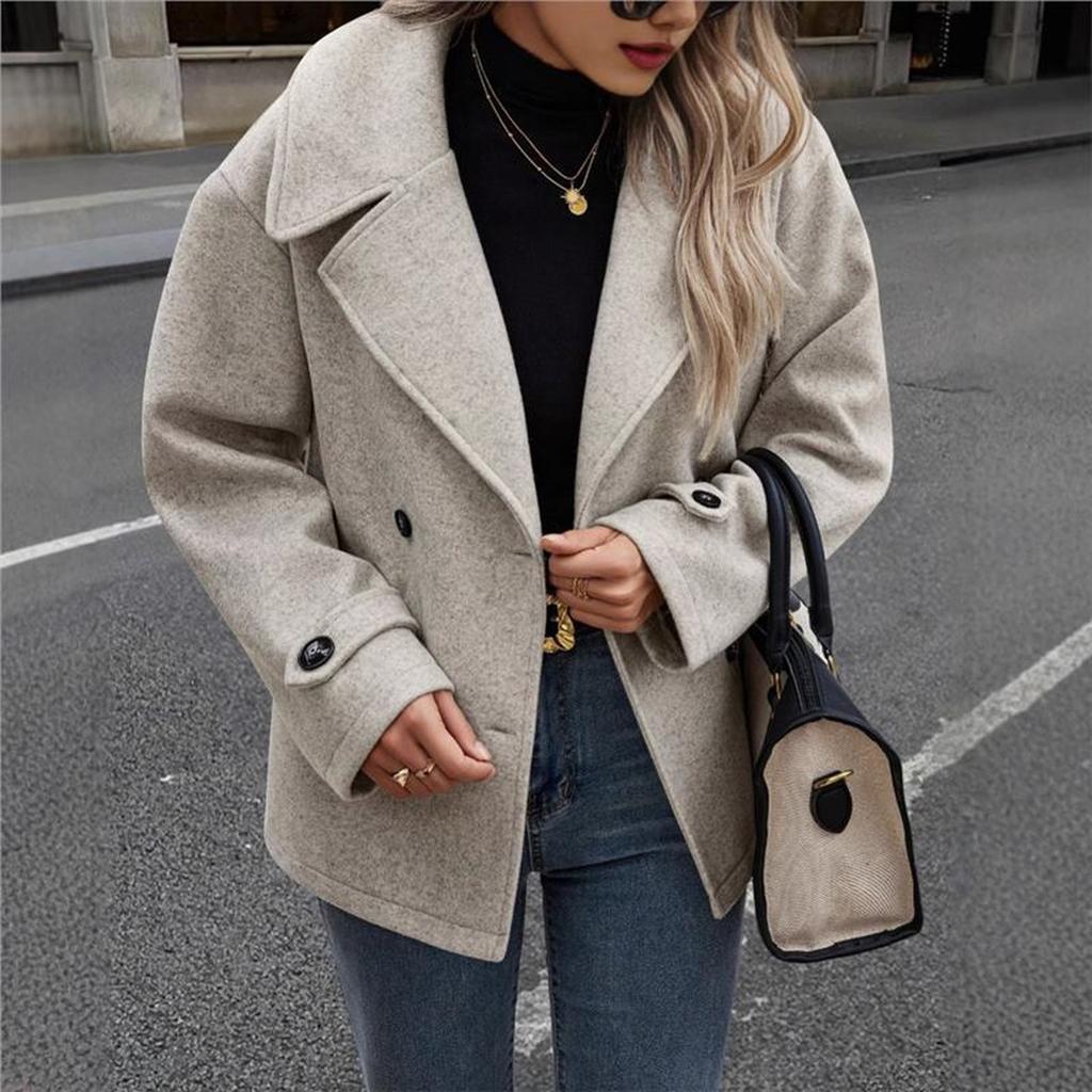 Women's Streetwear-inspired Casual Wool Jacket With Suit Collar