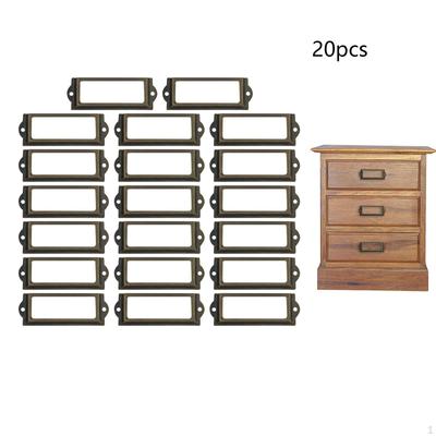 20 Vintage Bestandsetiket Houder Frame Lade Tag Naamplaatje Hardware met Schroeven voor Doos