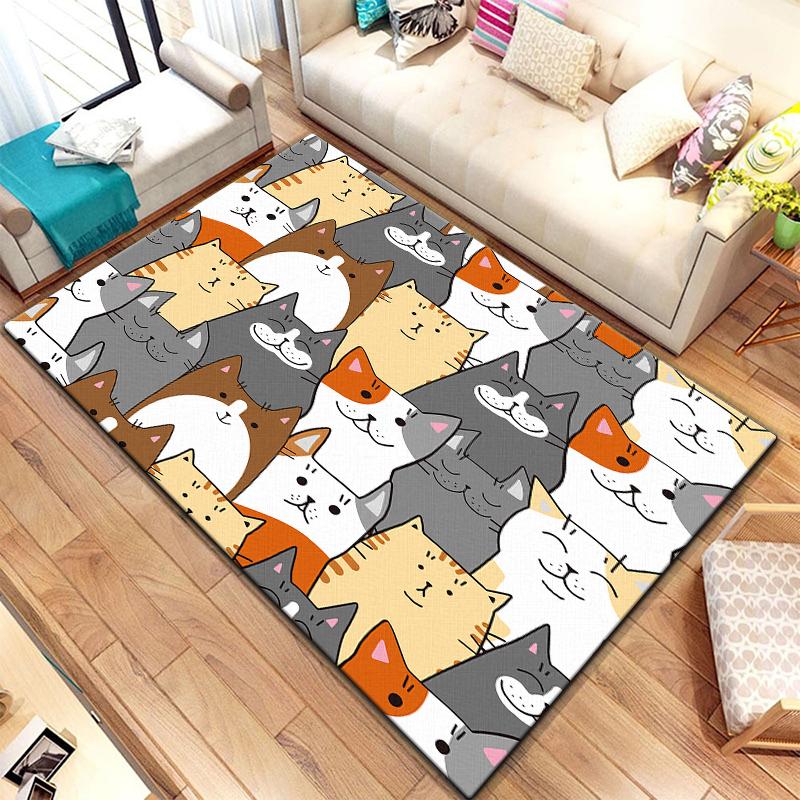 Teppich mit Cartoon-Spleißtieren, groß, Teppich für Wohnzimmer, Schlafzimmer, Sofa, Dekoration, Fußmatte, Küche, rutschfeste Bodenmatte, Picknick