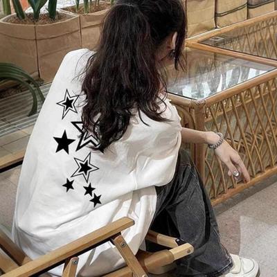 T-shirt estiva alla moda in cotone americano taglie forti da donna – Top a maniche corte largo in stile hip-hop per studentesse