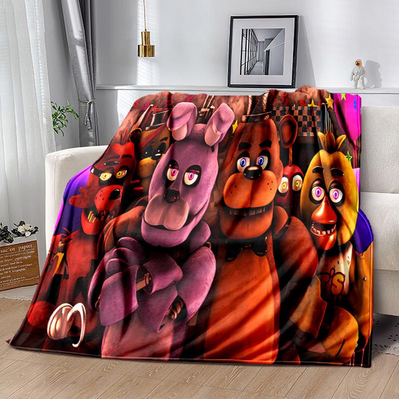Cartoon Five Nights at Freddys printed throw blanket—lightweight,soft,warm;versatile blanket all seasons—perfect air-conditioning throw,nap blanket