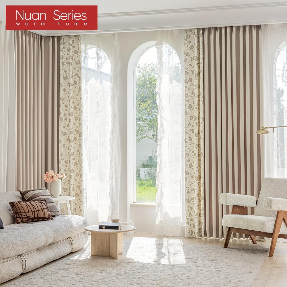 1PC Nuan Series 70-80% Blackout Romantic Rose Print Side Panel Blackout Curtains for Bedroom Living Room Home Decor