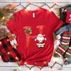 Santa AZ Alphabet Womens Tshirt Christmas Party Casual Tee with Graphic Print Holiday Fashion Y2k Tops for Female Clothing