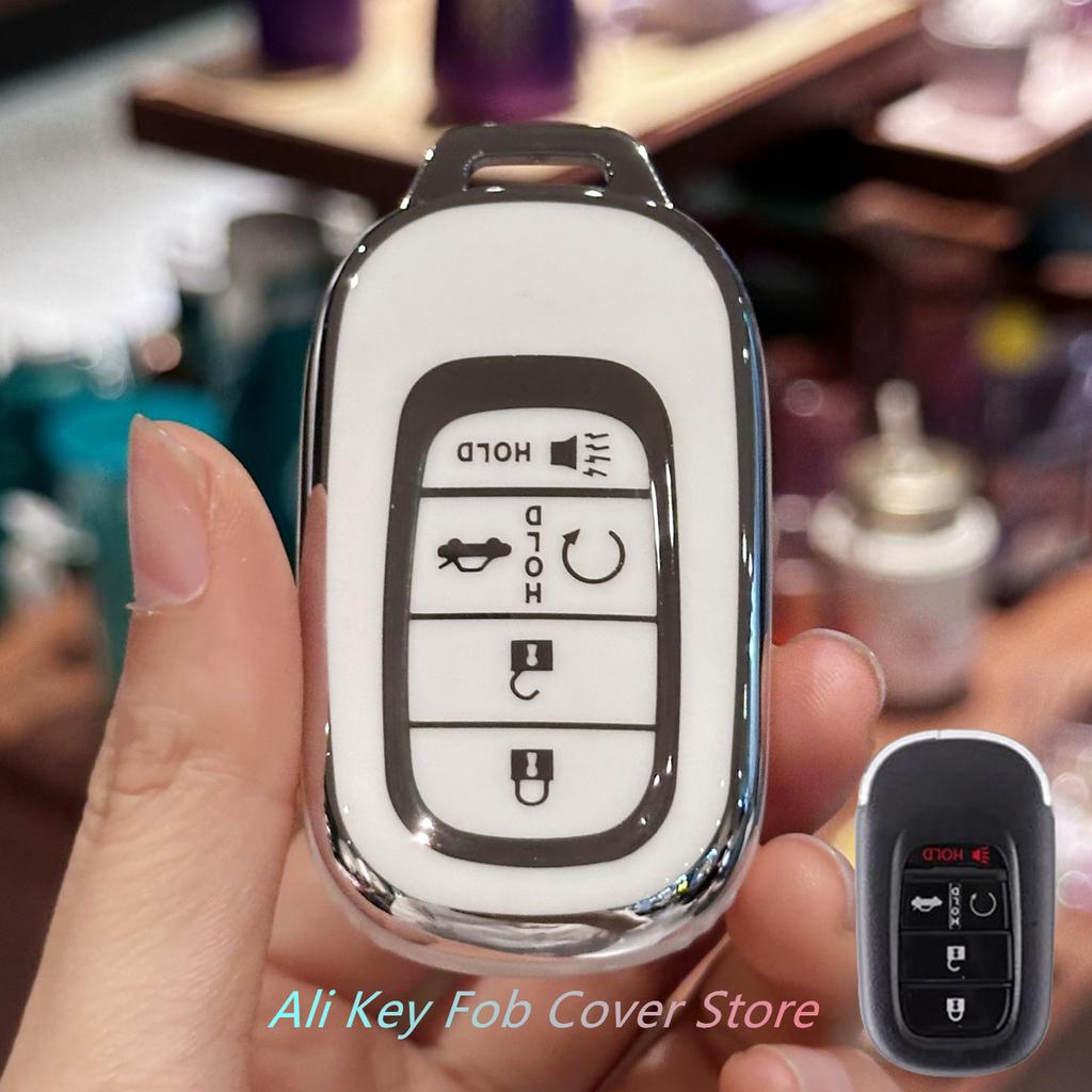 Key Fob Cover Car Keychain Lanyard for Honda 2022 2023 2024 Civic Accord HR-V Pilot CR-V Car Key Case Protector Holder Shel