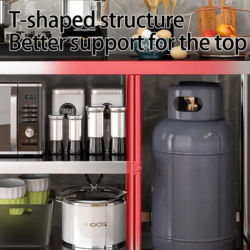 Domowe półki na stół kuchenny Wielofunkcyjny stojak do przechowywania kuchenki gazowej Pogrubiony stojak gazowy ze stali nierdzewnej