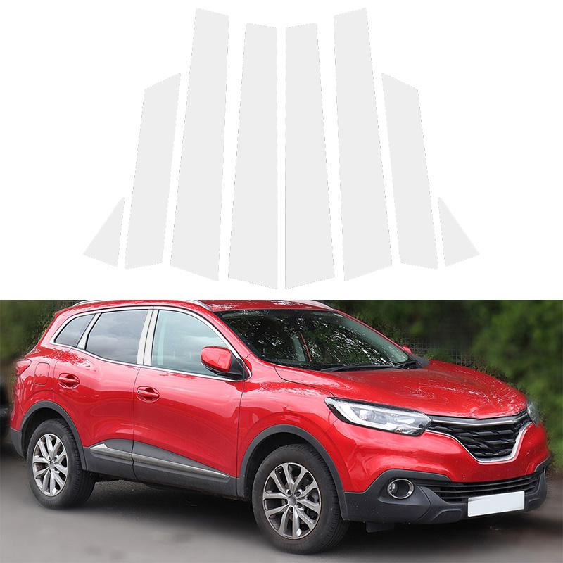 8 Stück/Set Verchromte Säulenverkleidungen für Autofenster Tür-Dekorationspanel Aufkleber Passend für Renault Kadjar 2015 2016 2017 2018