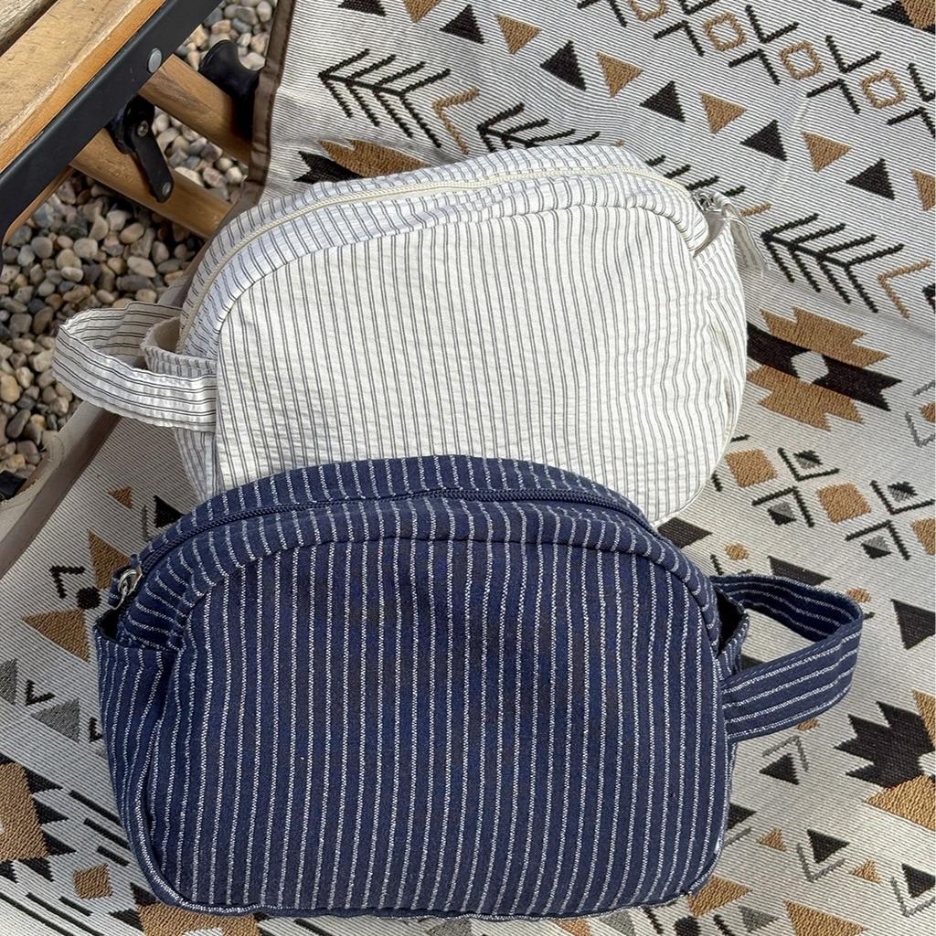 Daily Miscellaneous Style Plaid Cosmetic Bag, New Simple Fabric Storage Bag, Travel Business Trip Large-capacity Toilet Bag