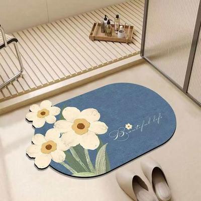 Three-dimensional Flower Bathroom Foot Mat Diatom Mud Mat Non-slip Absorbent Toilet Door Mat Carpet Toilet Door Mat